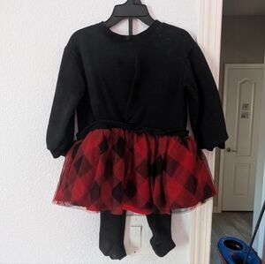 wonder nation Black Infant Dress With Black Tights